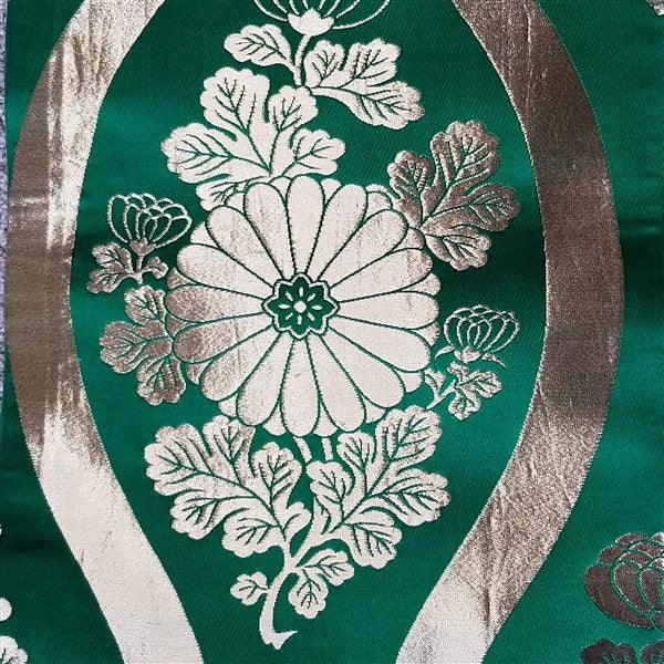 "Emerald Tatewaku" Vintage Maru Obi - Kyoto Kimono