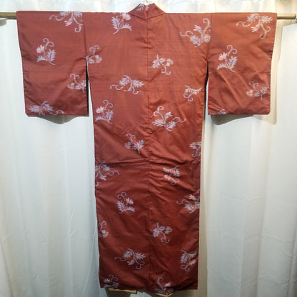 "Feathery Leaves" Vintage Meisen Kimono - Kyoto Kimono