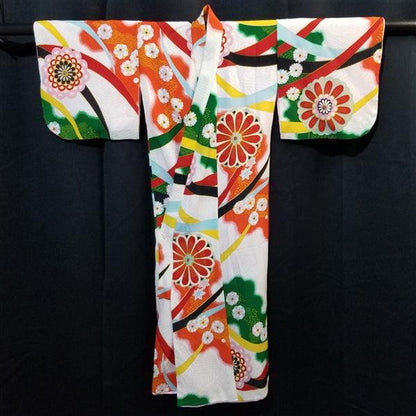 "Floating Mums" Vintage Girl's Kimono - Kyoto Kimono