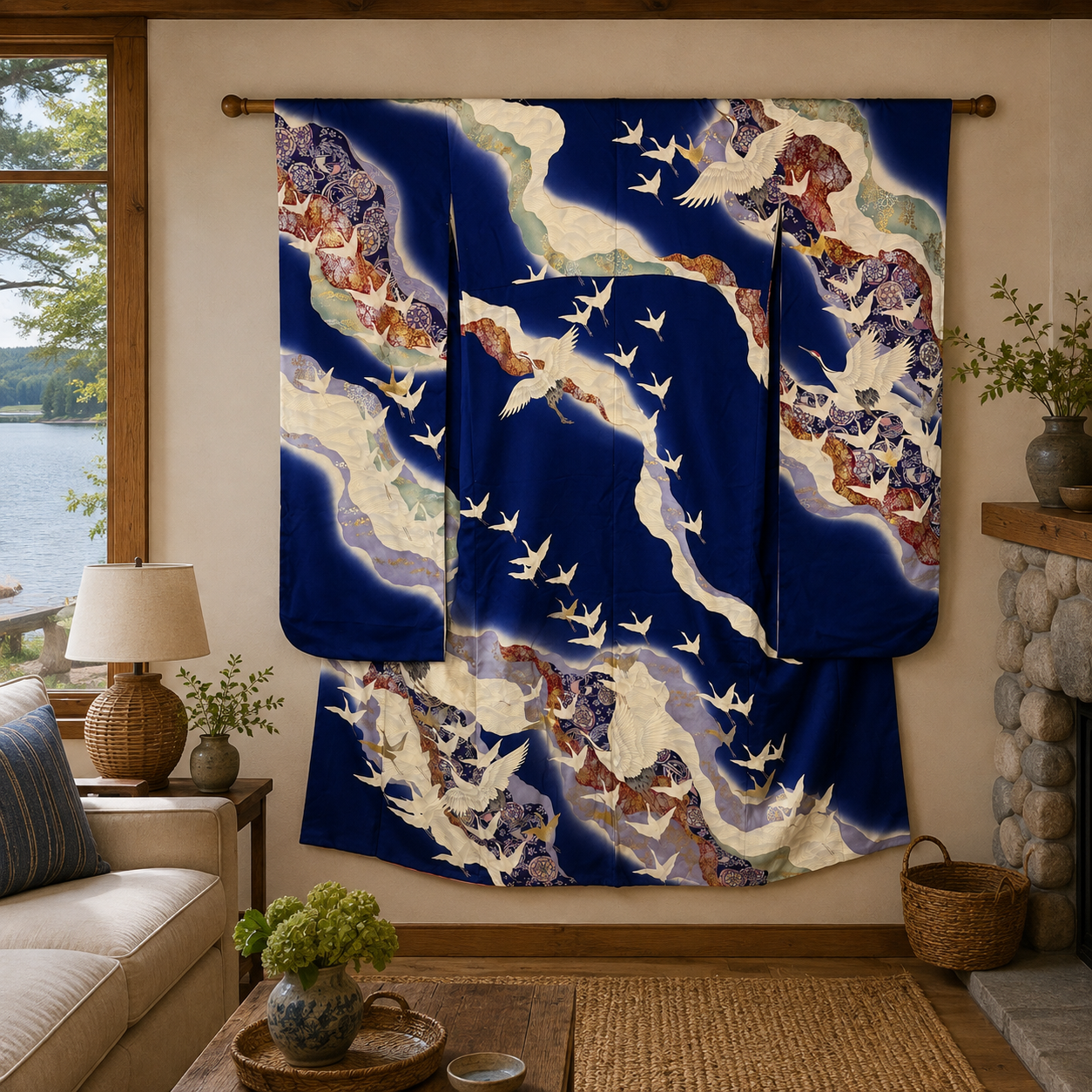 "Blue Odyssey" Vintage Furisode Kimono