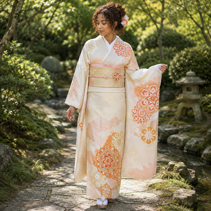 "Sunlit Clouds" Vintage Furisode Kimono