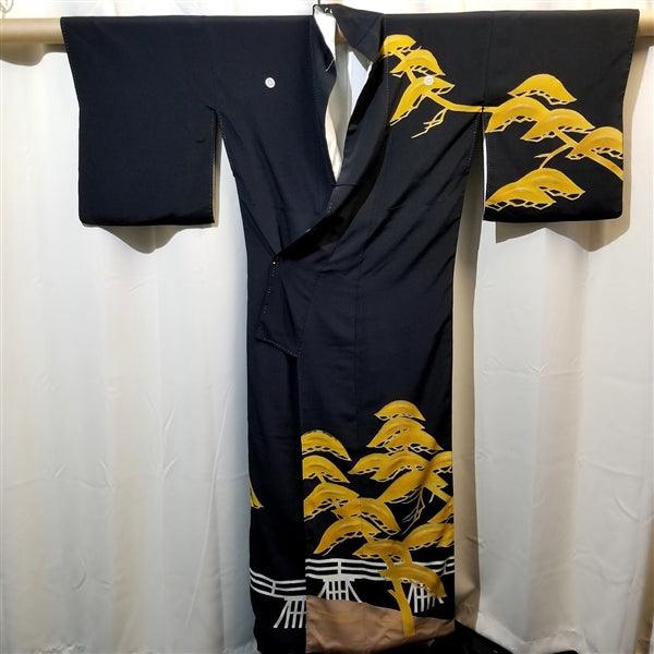 "Golden Pine" Vintage Tomesode - Kyoto Kimono