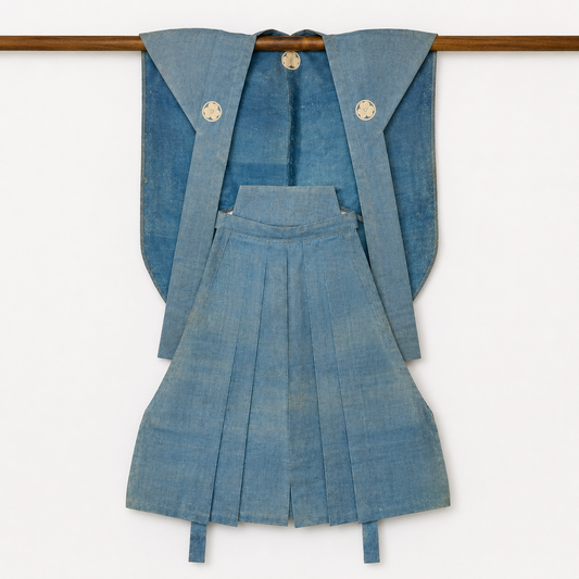 "Faded Indigo" Antique Hakama Kataginu Set
