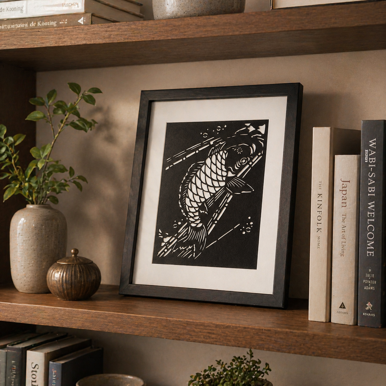 "Jumping Koi" Katagami Art