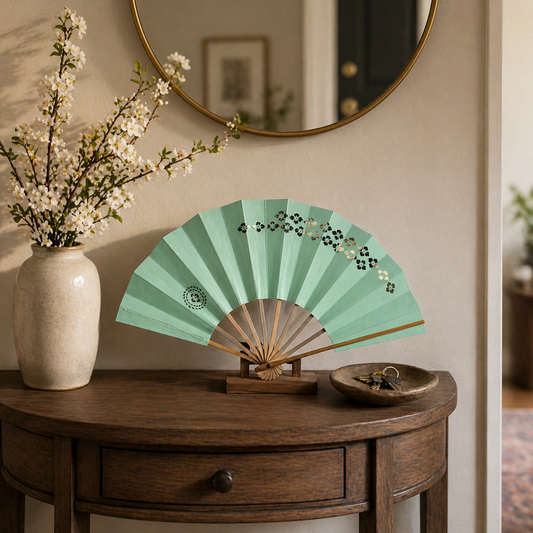 "Mint Mirage" Vintage Dance Folding Fan