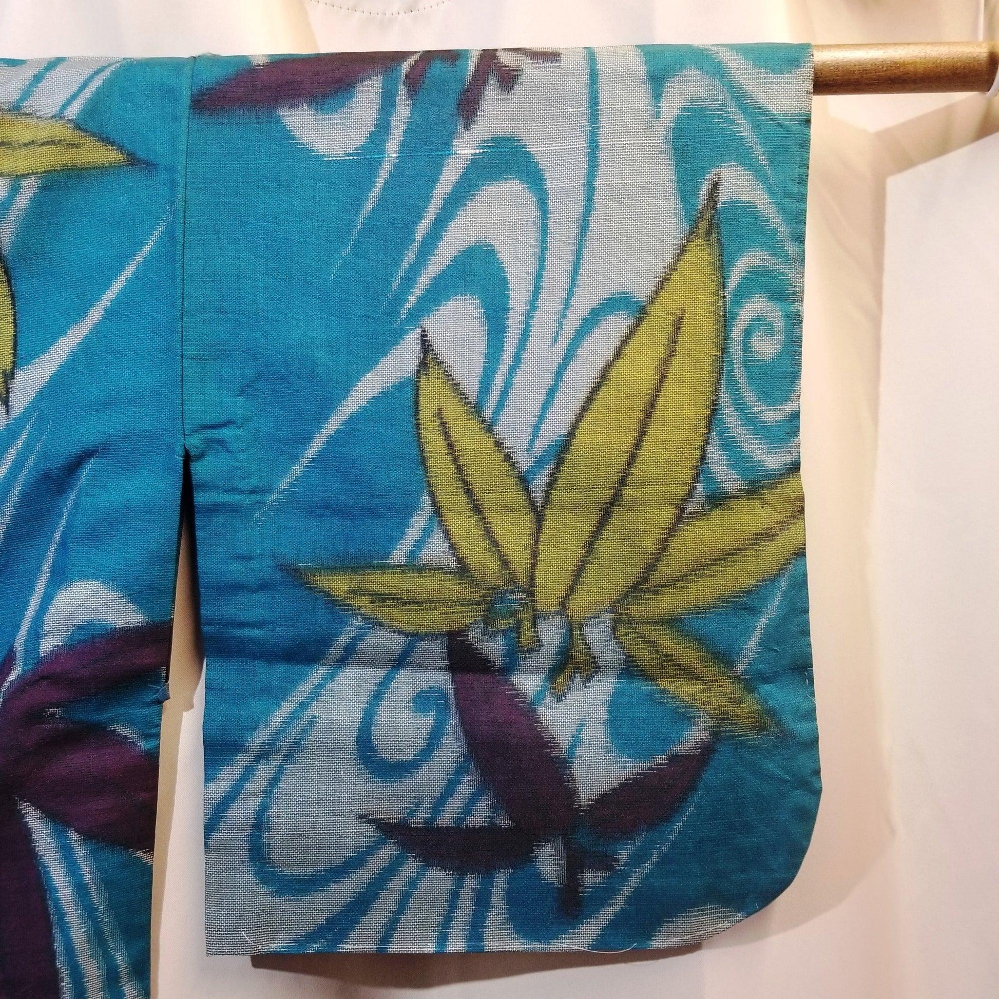 "Paulownia on Blue" Vintage Meisen Kimono - Kyoto Kimono