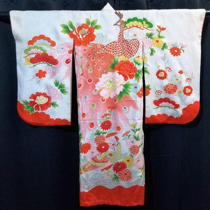 "Peacock Pair" Vintage Girl's Kimono - Kyoto Kimono