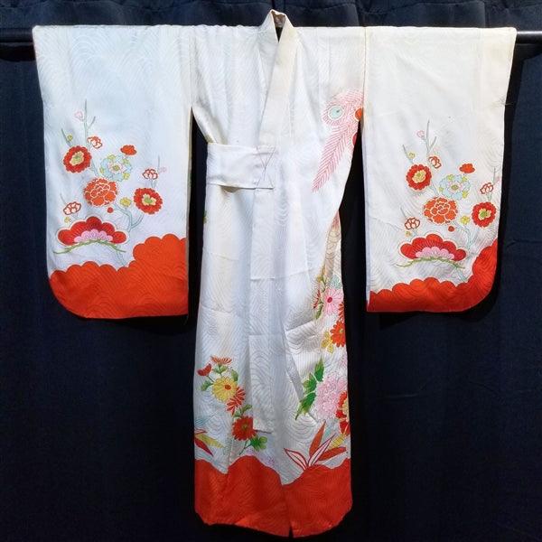 "Peacock Pair" Vintage Girl's Kimono - Kyoto Kimono