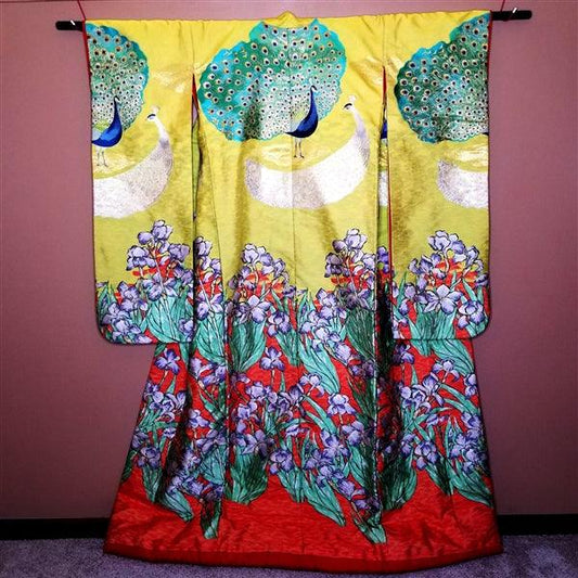 "Peacock Pair" Vintage Wedding Kimono (Uchikake) - Kyoto Kimono