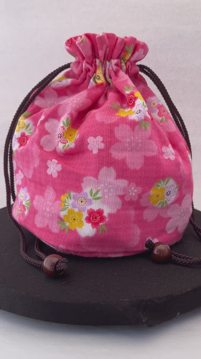 "Pixie Pink" Japanese Kinchaku Purse