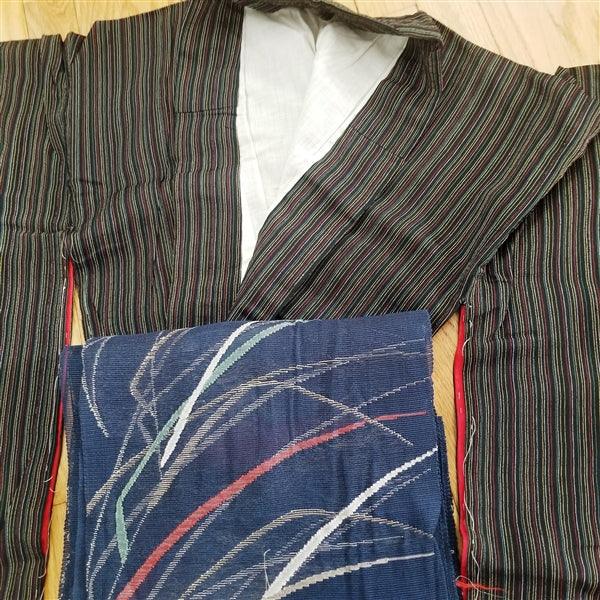 "Rainbow Threads" Kimono Obi Set - Kyoto Kimono
