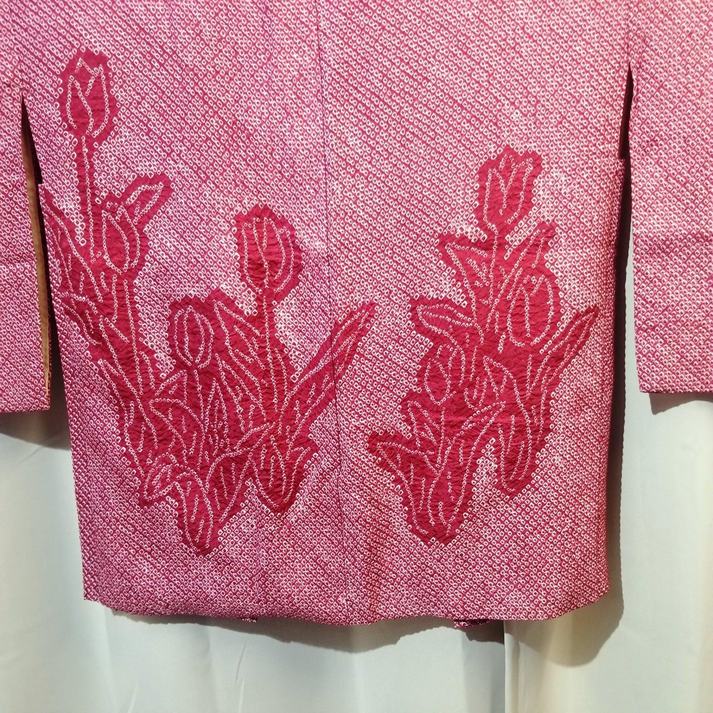 "Red Tulips" Vintage Shibori Haori - Kyoto Kimono