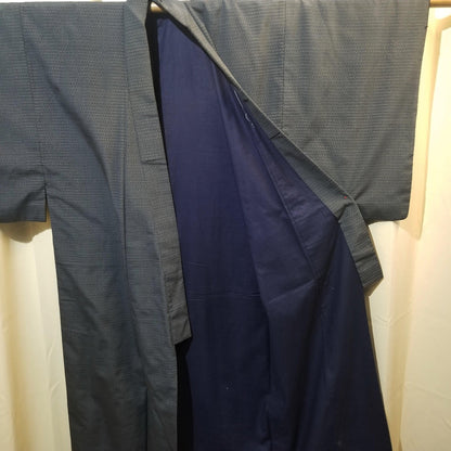 "Steel Blue" Vintage Man's Kimono - Kyoto Kimono
