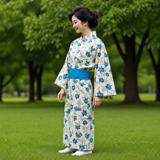 "Summer Blue" Vintage Casual Kimono