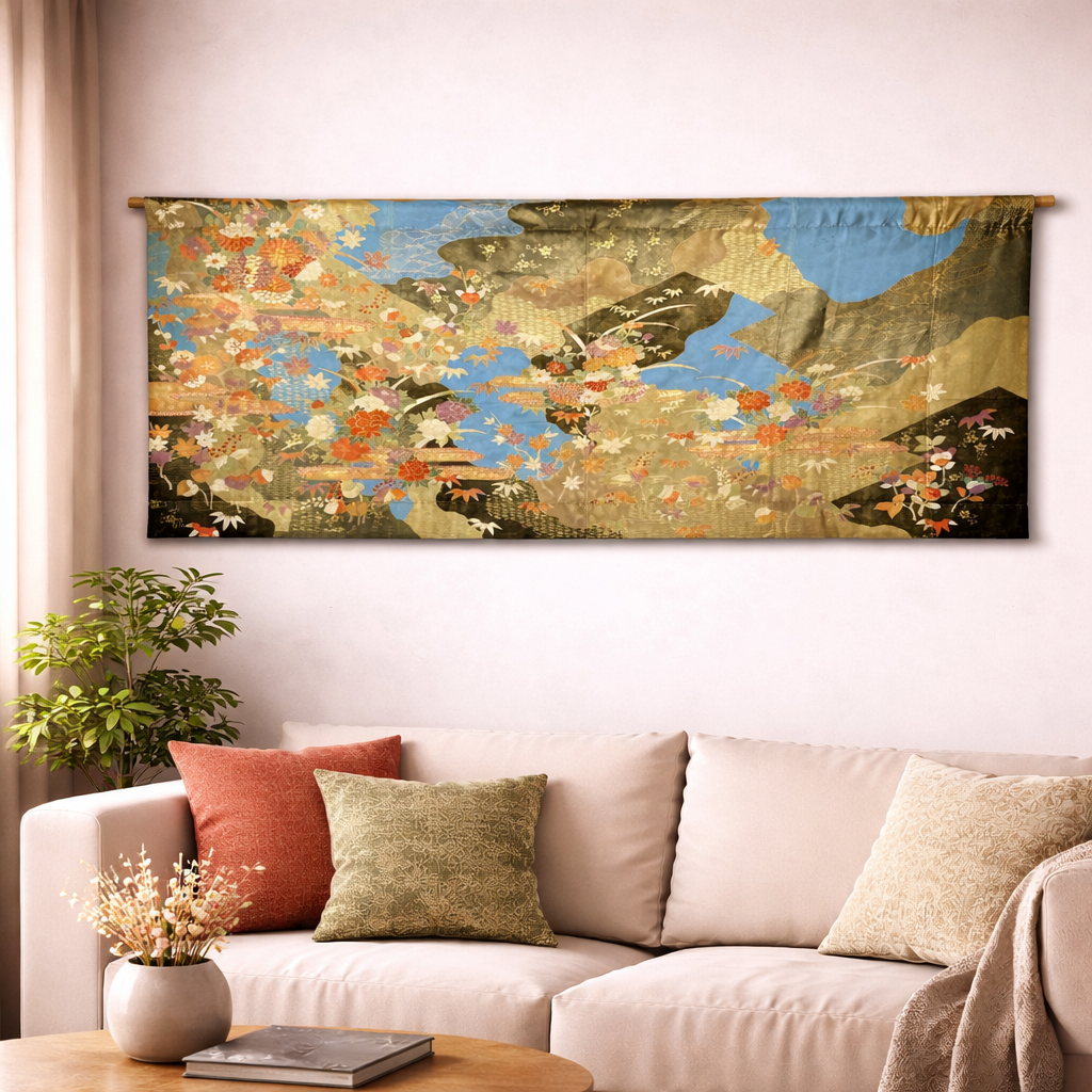 "Blue and Gold" Japanique Tapestry