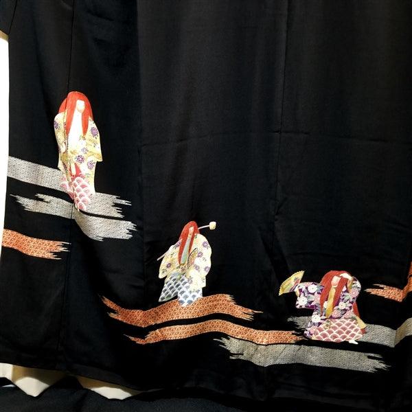 "Three Actors" Vintage Tomesode - Kyoto Kimono