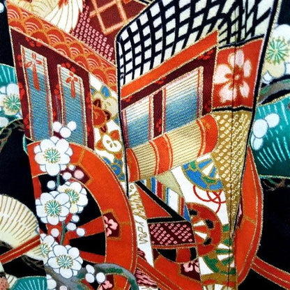 "Two Carts" Vintage Tomesode - Kyoto Kimono