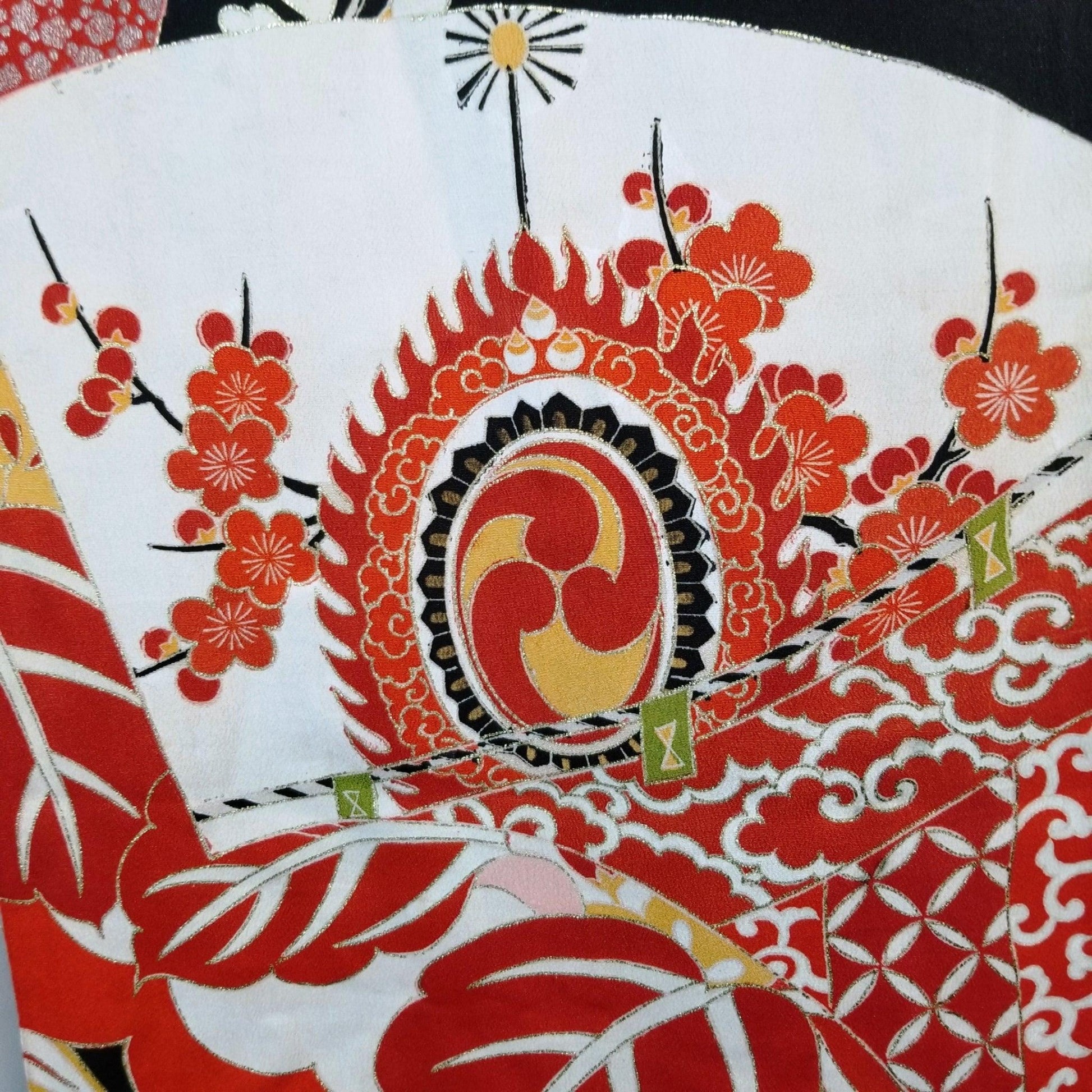 "Vintage Fans" Furisode Yardage - Kyoto Kimono