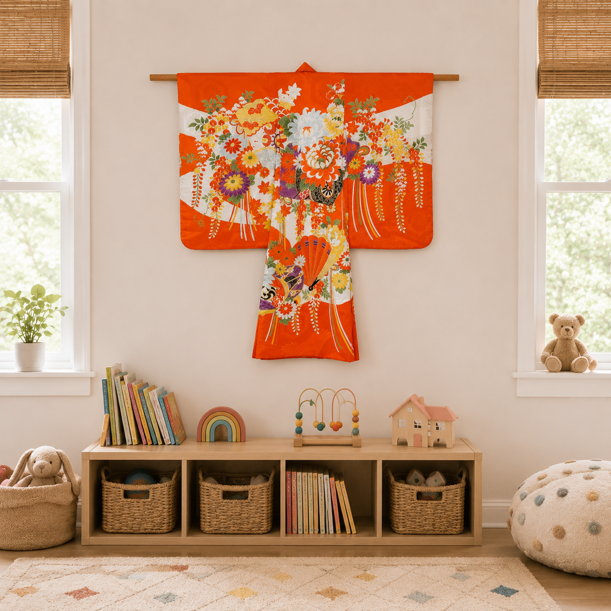 "Wisteria Cascade" Vintage Girl's Kimono