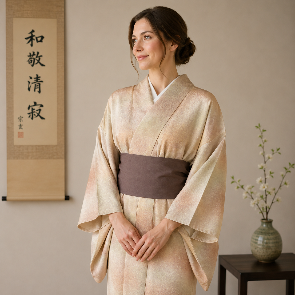 "Toasted Almond" Vintage Iromuji Kimono