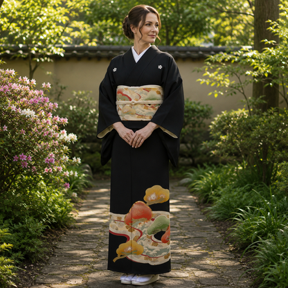 "River of Pines" Vintage Tomesode Kimono