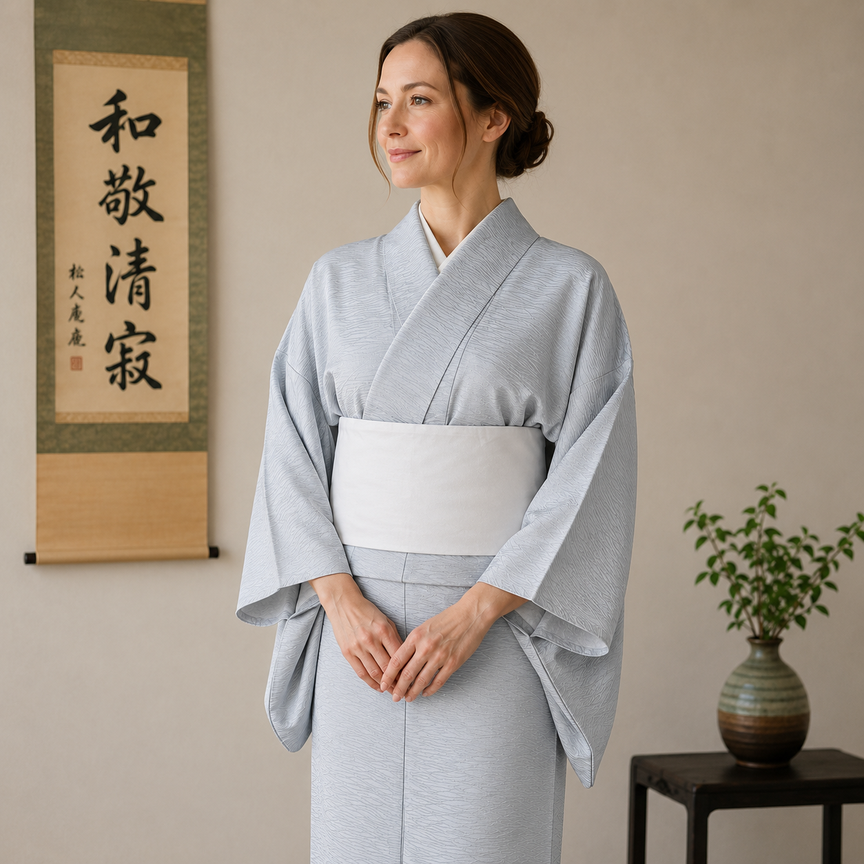 "Rippling Blue" Vintage Iromuji Kimono
