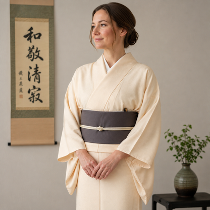 "Buttercream Circles" Vintage Iromuji Kimono