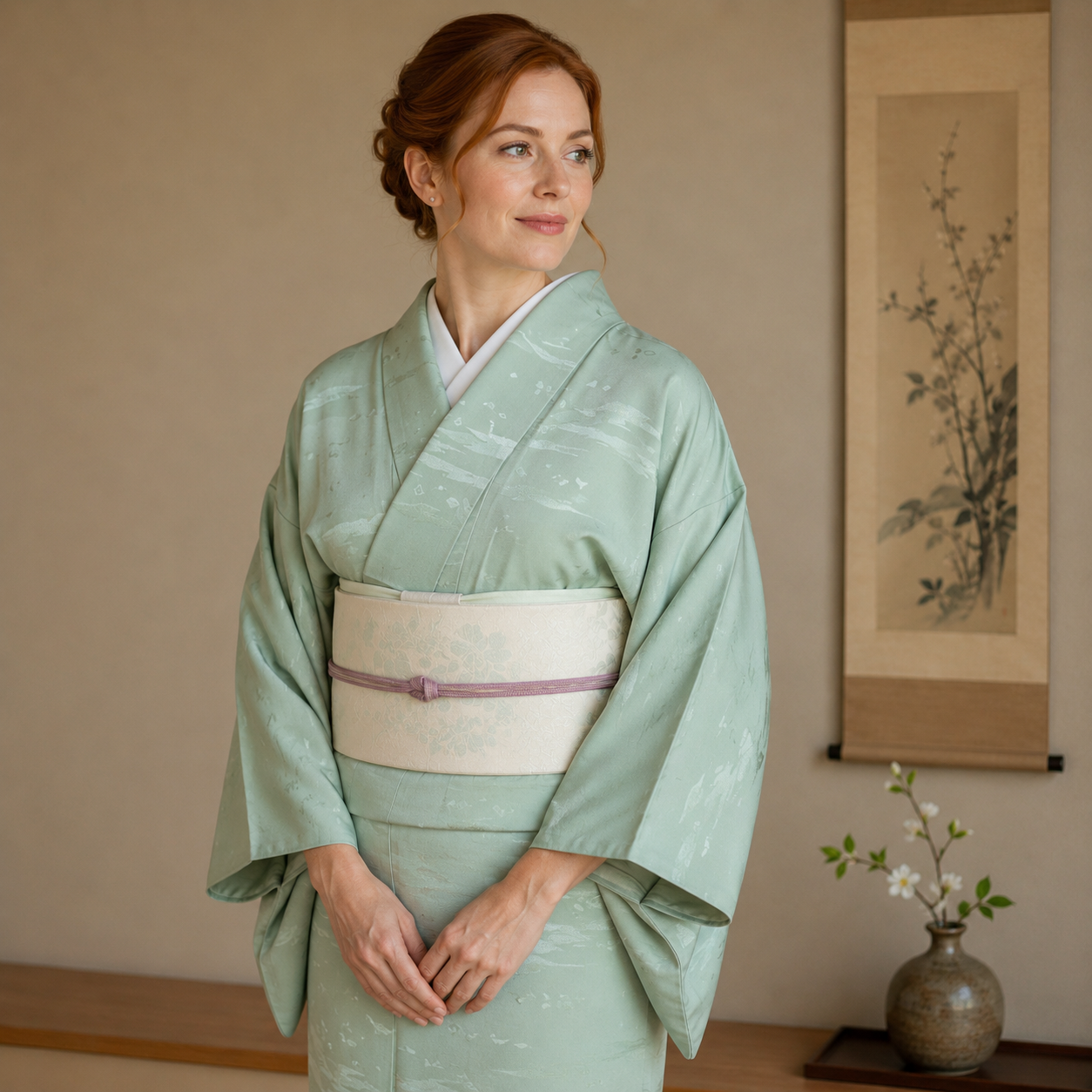 "Windswept Spring" Vintage Iromuji Kimono
