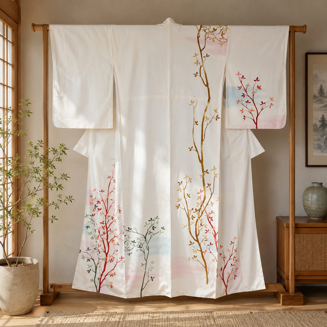"Painted Grove" Vintage Woman's Kimono
