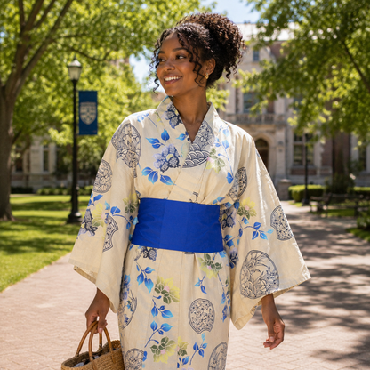 "Patterned Seasons" Vintage Japanese Yukata