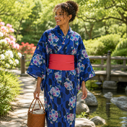 "Summer Hydrangea" Vintage Japanese Yukata