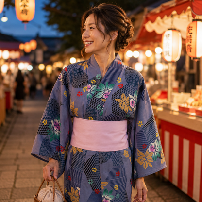 "Iris Breeze" Vintage Japanese Yukata